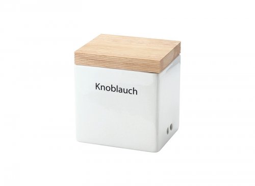 Vorratsdose mit Holzdeckel "Knoblauch"