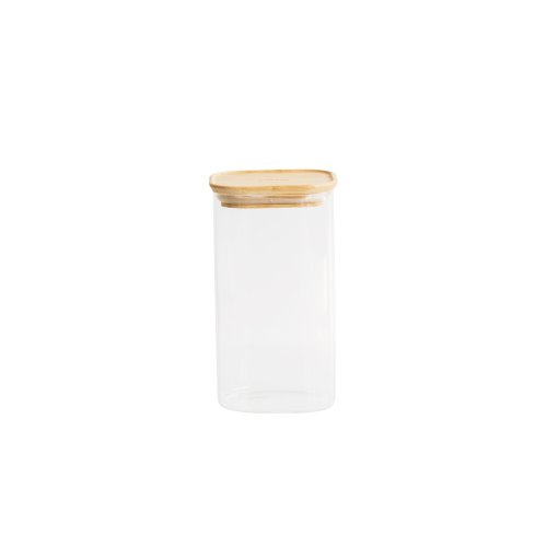 Glasbehälter quadratisch mit Bambusdeckel 1400 ml